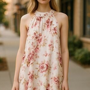 Wrapper Dress Women  Size Large Floral Print Sleeveless Primaveral Dress